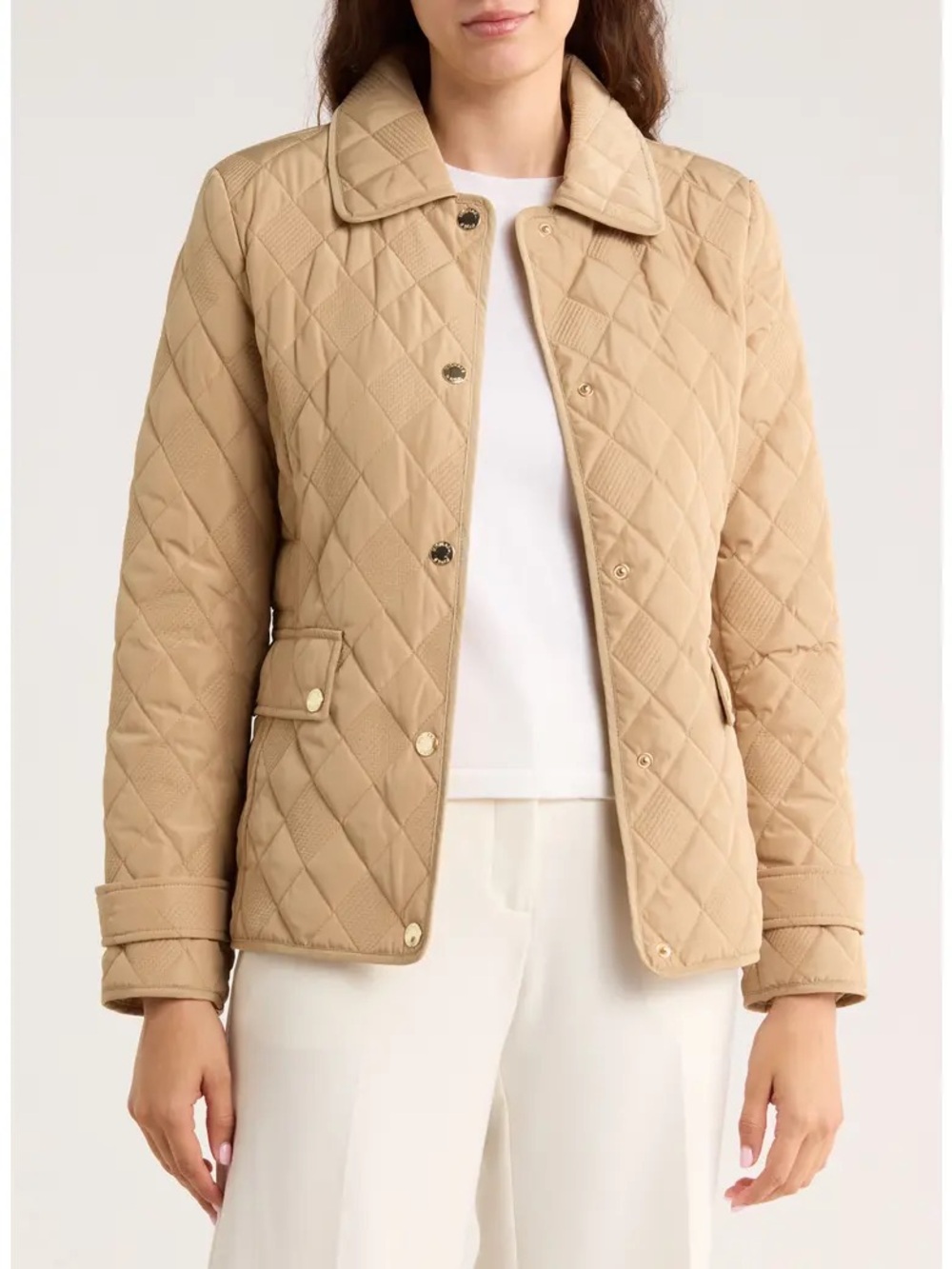 Michael Kors Beige Quilted Puffer Jacket